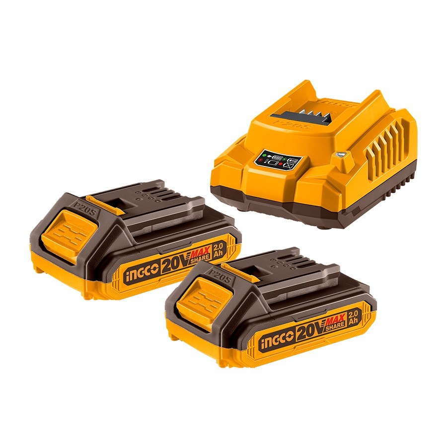 [IG-UFBCPK1222] Combo 2 baterías 20 V 2 A + cargador INGCO UFBCPK1222