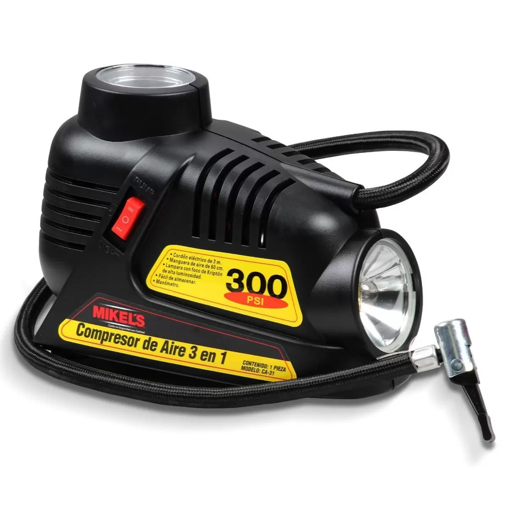 [MIK-CA-31] Mini Compresor De Aire 12 V 3 En 1 (300 Psi) MIKELS CA-31