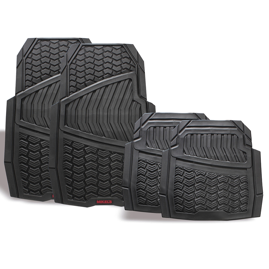 [MIK-TA-5] Tapetes Para Auto De Hule, Negro Con Velcro