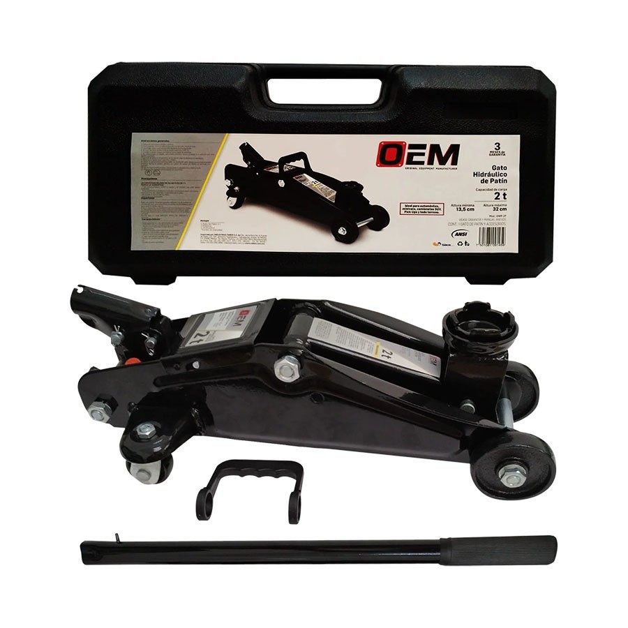 [OEM-GNM-2P] Gato hidraulico de patin 2 Ton estuche plastico