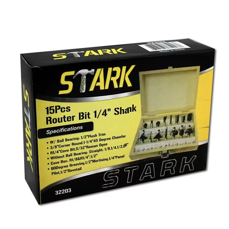 [STK32203] Brocas Para Router 15 Piezas. Zanco 1/4"