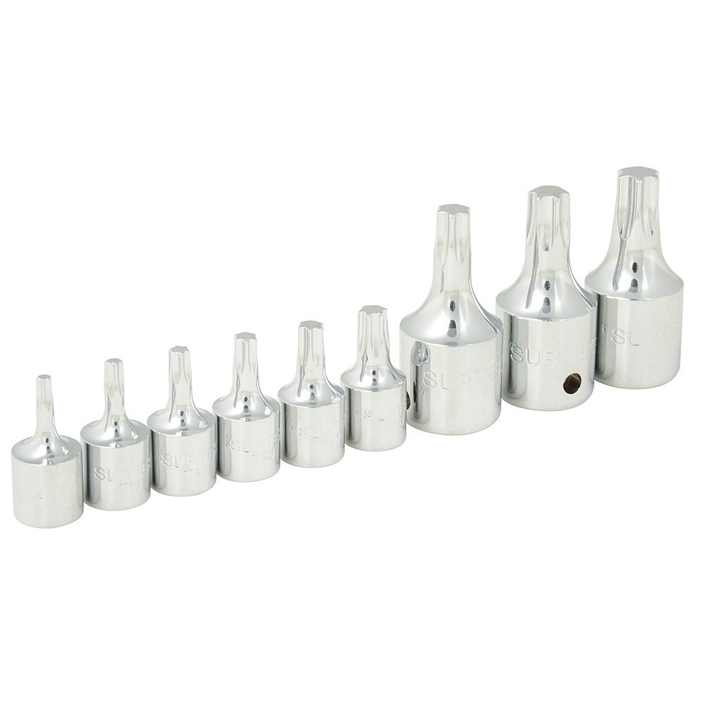 [SUR-F4451T] Juego de dados con punta torx cuadro de 1/4" y 3/8" 9 piezas Surtek F4451T