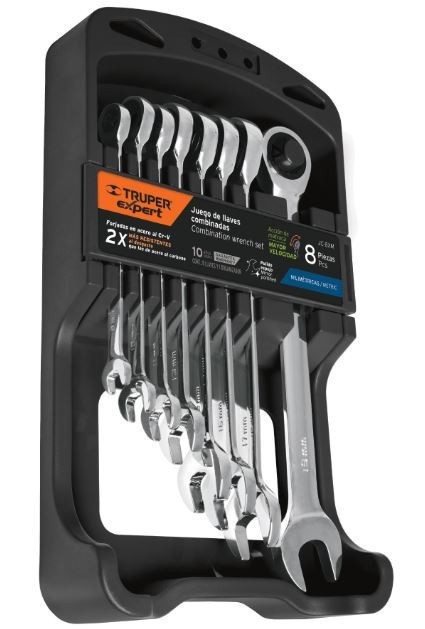 [TRUP-15816] Llaves Combinadas Mm Pulidas Con Matraca, Expert  Jgo 8 Pzas Tr