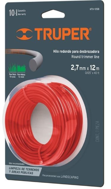[TRUP-16945] Hilo Redondo Para Desbrozadora, 12 M Largo, 2.7 Mm, Blister Tru