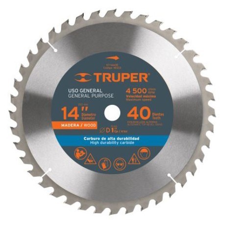 [TRUP-18322] Disco sierra p/madera 14', 40 dientes, centro 1' 18322