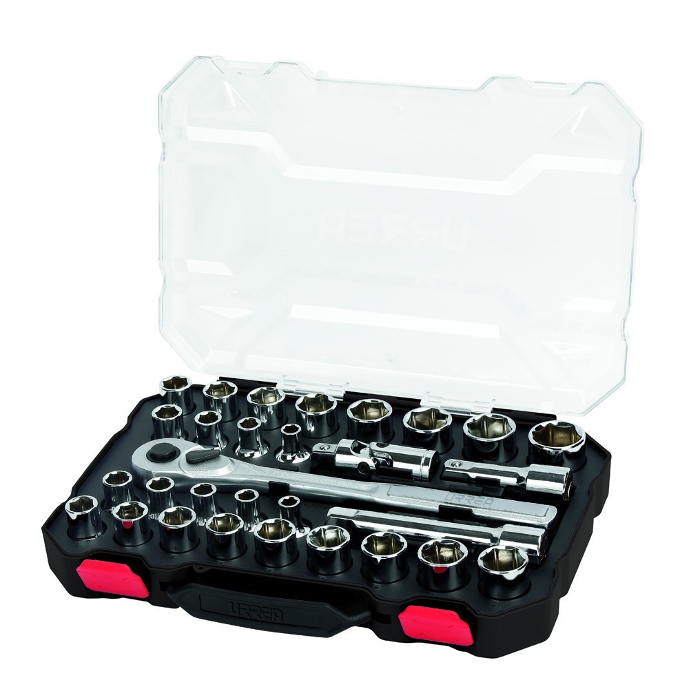 [URR-5401CD] Juego de dados y accesorios cuadro de 1/2" combinado 30 piezas Urrea 5401CD