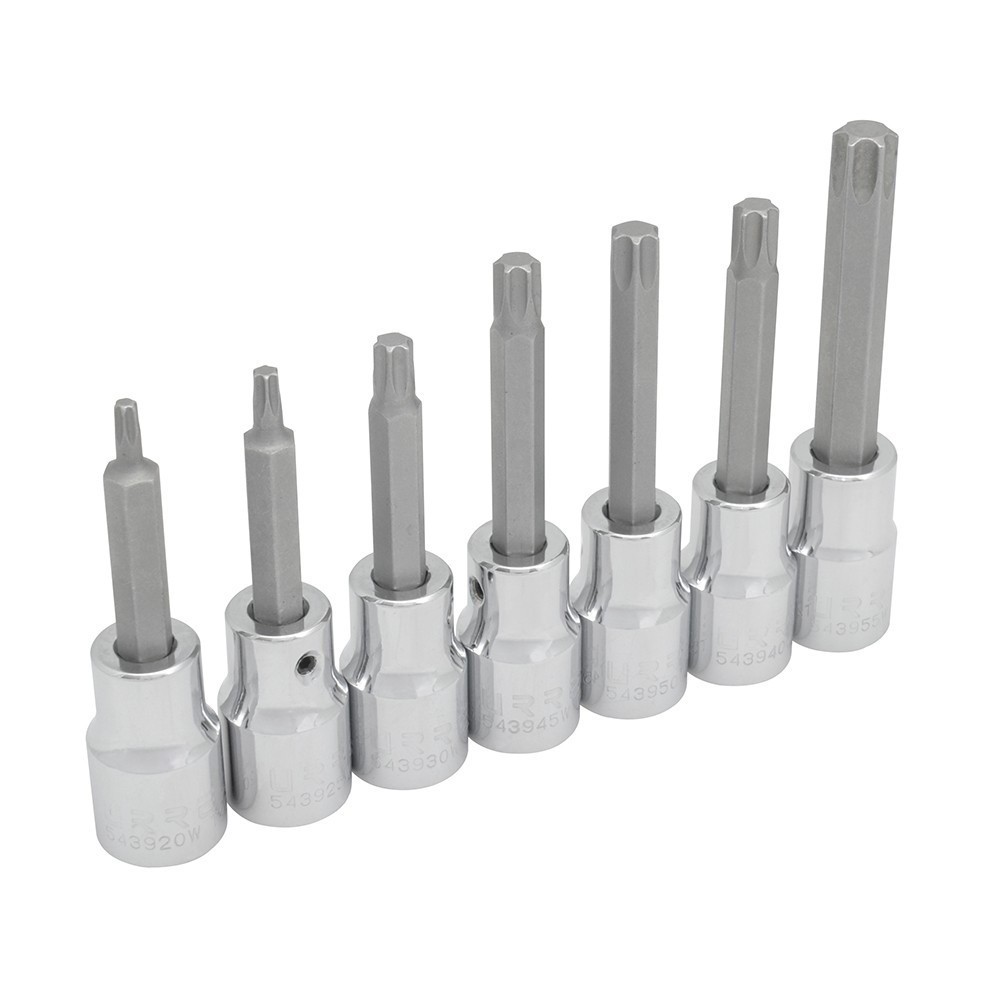 [URR-5439C] Juego de dados con punta Torx cuadro de 1/2" en riel 7 piezas Urrea 5439C