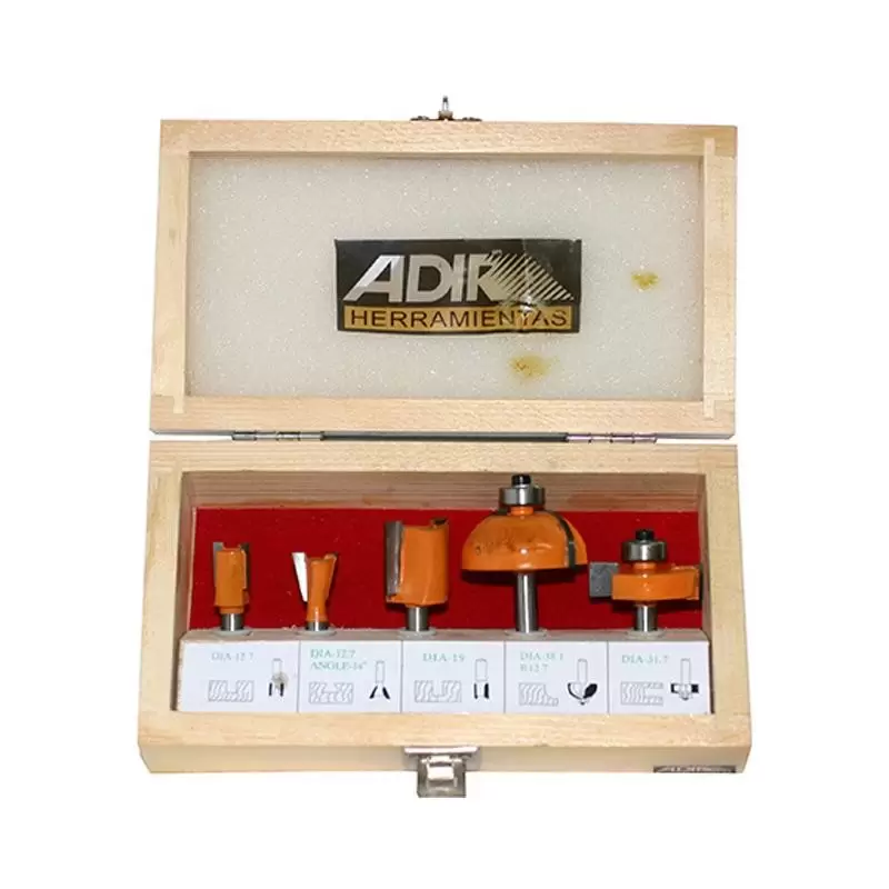 [ADIR0157] Brocas Para Router 5 Pzas. Profesionales C/estuche