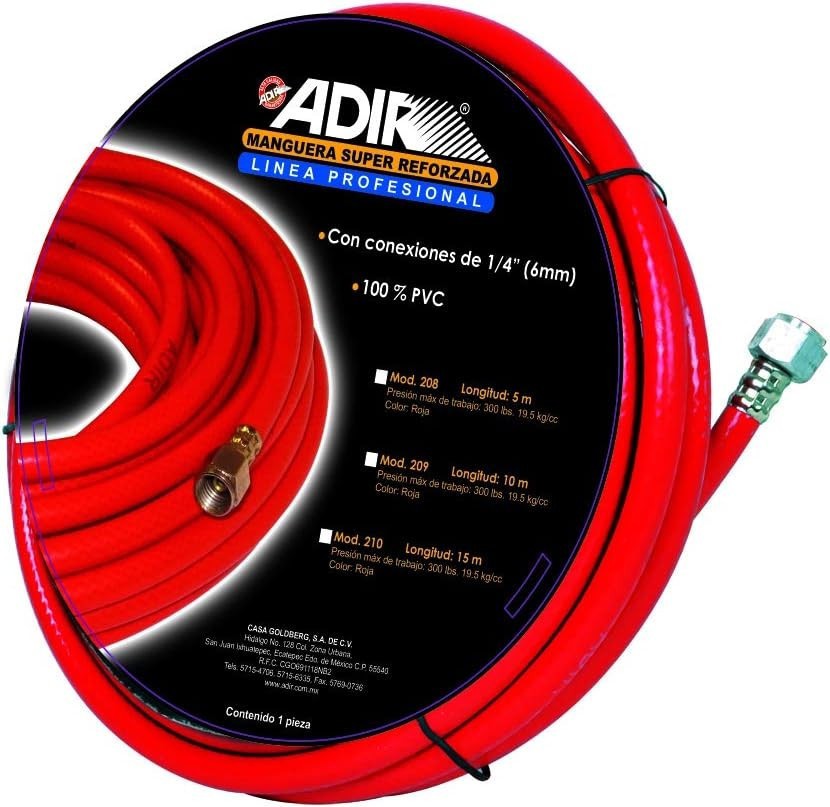[ADIR208] manguera roja 5 m conex. 1/4 300 psi