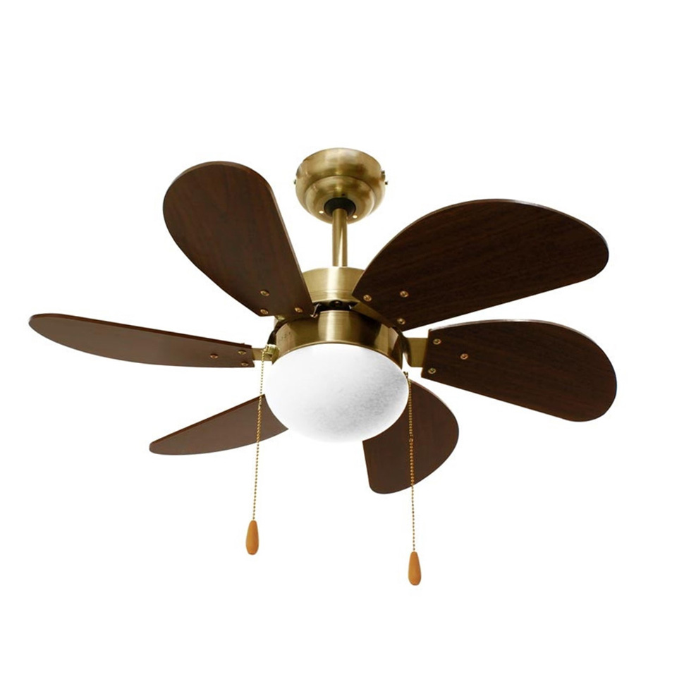 [ADIR2088] Ventilador Techo Vinica Con Lampara 30" Laton Antiguo Y Aspas Apa