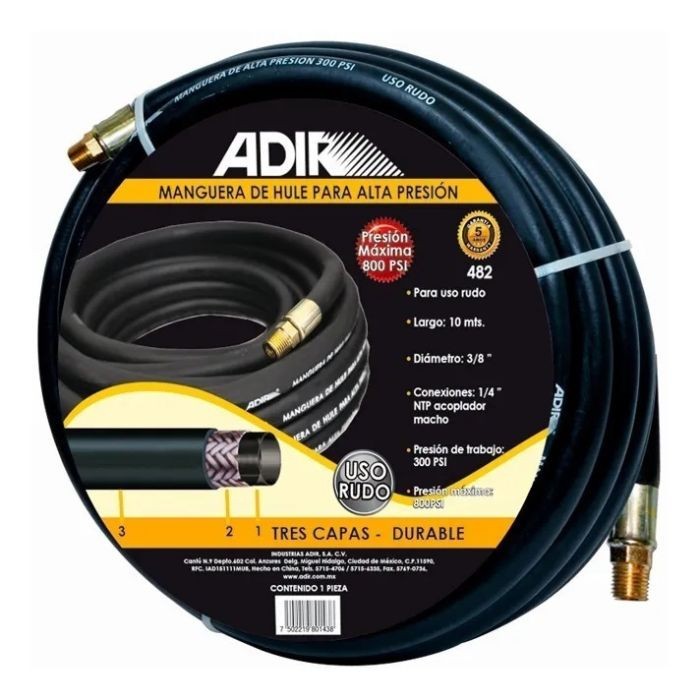 [ADIR483] manguera de hule uso rudo  3/8" 15 m 300 psi macho