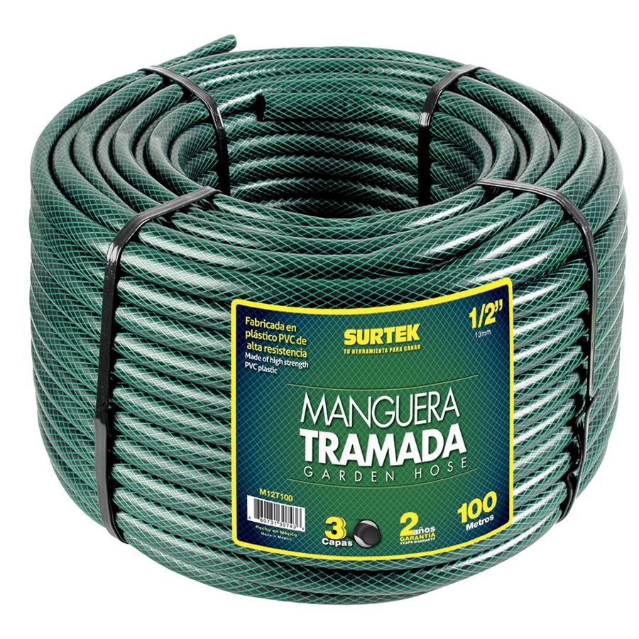 [SUR-M12T100] Manguera para jardín tramada en rollo verde 1/2", 100 m