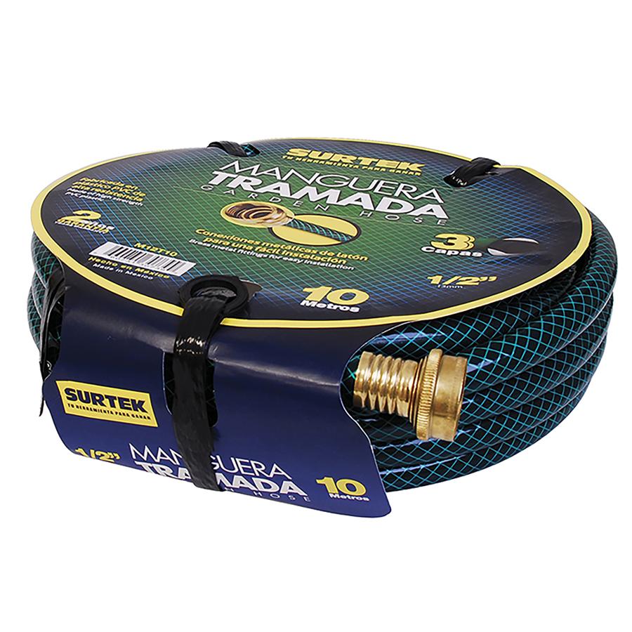 [SUR-M12T15] Manguera para jardín tramada con conector metálico 1/2", 15 m