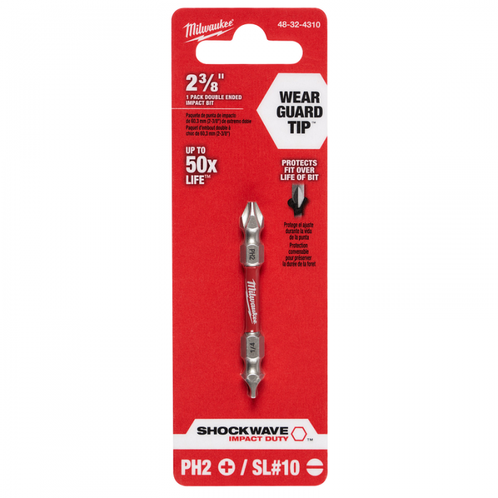 [AMIL48324310] Punta doble phillips #2 y plana 10 x 1/4"