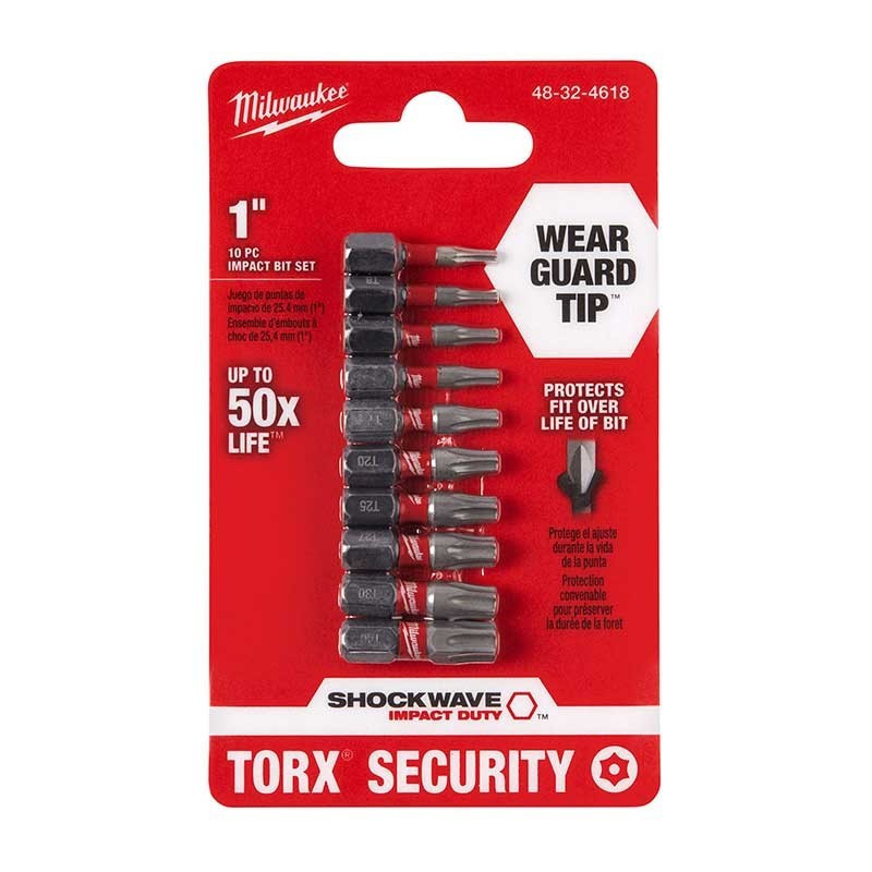 [AMIL48324618] Puntas de Impacto torx de seguridad 1" 10 piezas variado