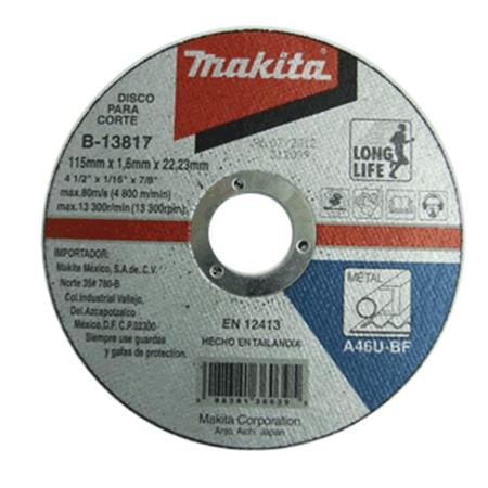 [B13817] Disco Abrasivo Corte Metal 4 1/2" 7/8" 1/16