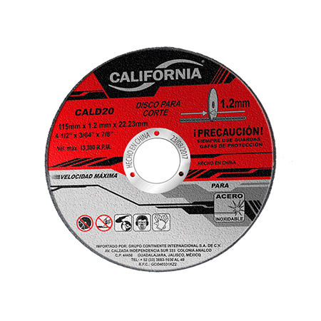 [CALD20] Disco De Corte 4 1/2" X 3/64"X 7/8" Acero Inoxidable