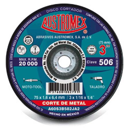 [AUS506] Disco P/Corte Metal 3" X 1/16" X 1/4" (Plano)