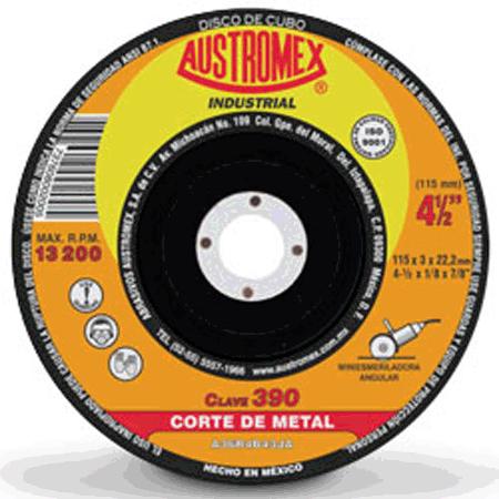 [AUS390] Disco P/Corte Metal 4 1/2" X 1/8" X 7/8" (Cubo) Nr