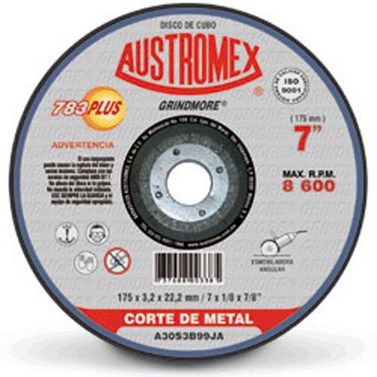[AUS783] Disco Abrasivo P/Corte Metal 7" X 3/32" X 7/8" (Cubo) NR