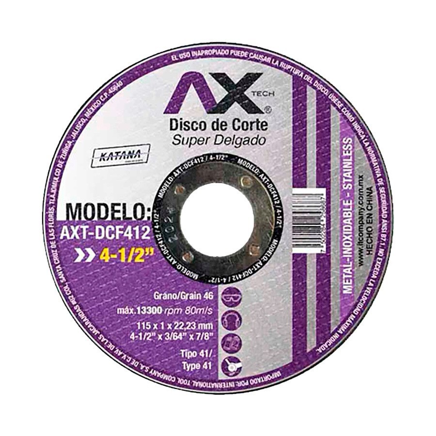 [AXT-DCF412] Disco de Corte Super Delgado 4.1/2"x1.2mmX7/8