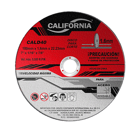 [CALD40] Disco De Corte 7" X 1/16"X 7/8" Acero Inoxidable
