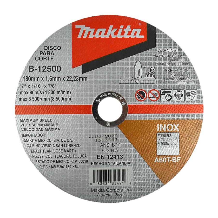 [D18415] Disco De Corte Para Acero Inoxidable 125X1