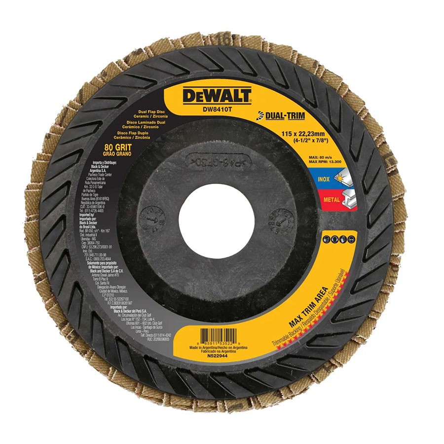 [DW8410T] Disco Flap Dual de 4.1/2 Pol. x 7/8 Pol. (114mm x 22mm)