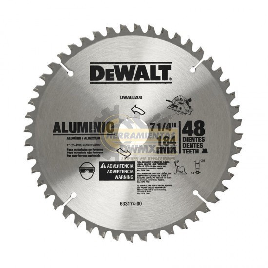 [DWA03200] Disco sierra 7-1/4"x48 dientes Flecha 1" C